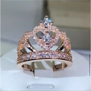 Luxury Rose Gold Diamond Crown Ring